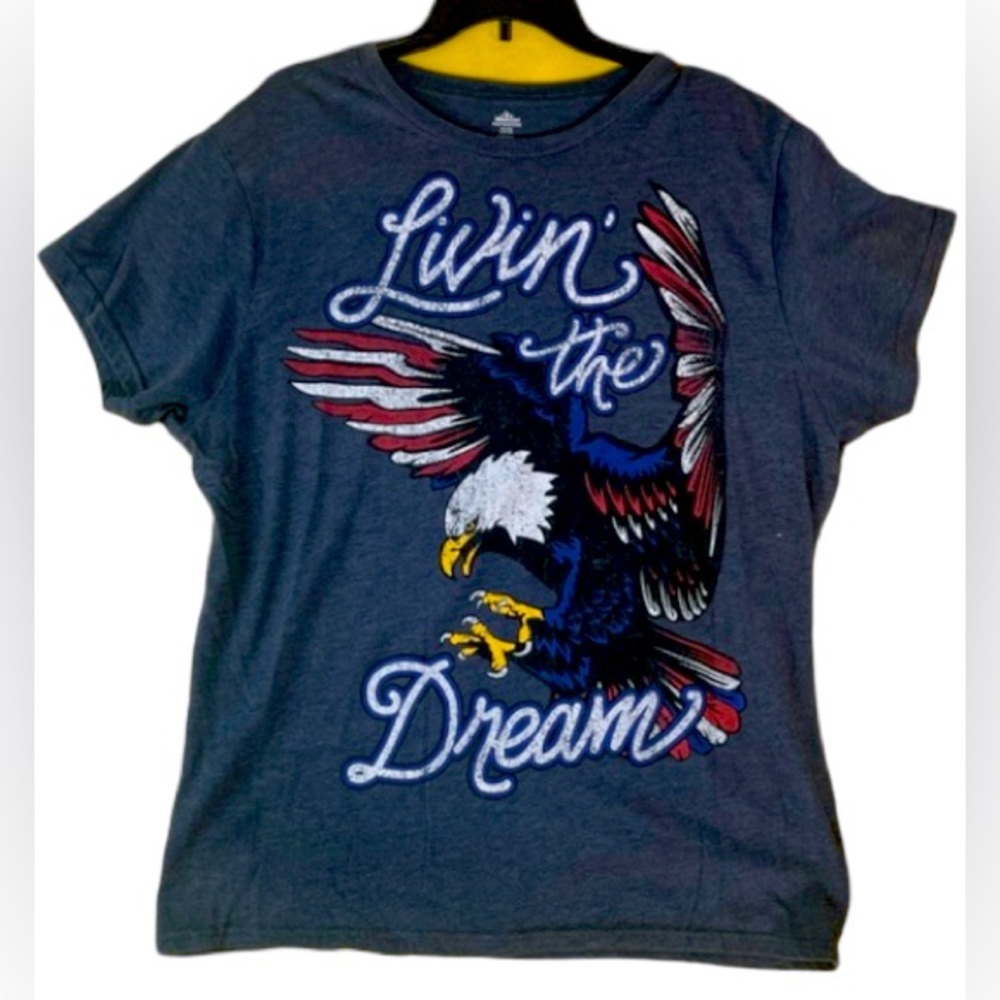 Patriotic Livin' the Dream Bald Eagle Blue T-Shirt